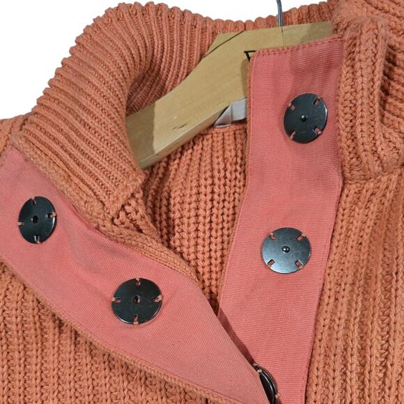 Soft Surroundings Women’s Rust Orange Knit Button Collar Sweater Medium - Picture 3 of 8